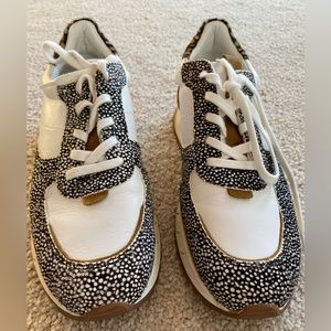 Madewell kickoff trainer sneakers leather spot mix calf hair